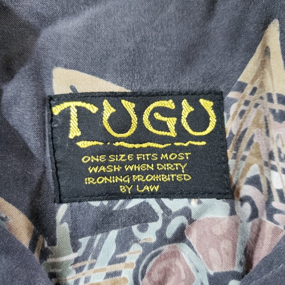 Tugu men's grey colorful Batik button down short sleeve shirt loose fitting sz S - Picture 4 of 14